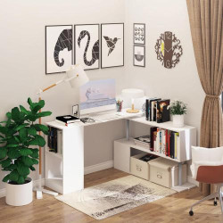 Bureau Informatique Modulable Blanc, Design Contemporain Zigzag en situation