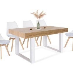 Présentation Table à Manger Rectangle Phoenix 6 Personnes Bois Blanc