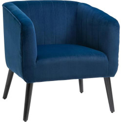 Présentation Fauteuil Moderne Rembourré Velours Bleu, Style Nordique