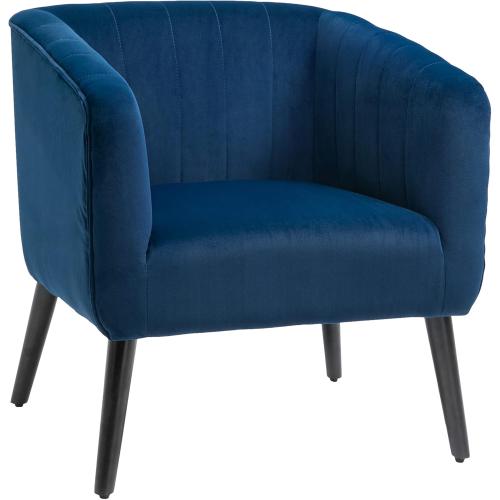 Présentation de Présentation Fauteuil Moderne Rembourré Velours Bleu, Style Nordique