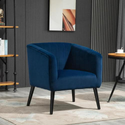 Fauteuil Moderne Rembourré Velours Bleu, Style Nordique en situation