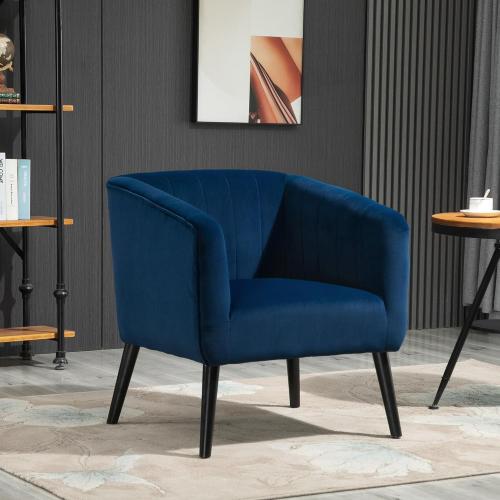 Présentation de Fauteuil Moderne Rembourré Velours Bleu, Style Nordique en situation