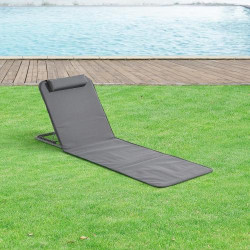 Matelas de Plage Inclinable, Tapis Rembourré, Sac Transport, Gris en situation