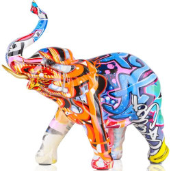 Présentation XMGZQ Statue Éléphant Décoration Intérieur Multicolore