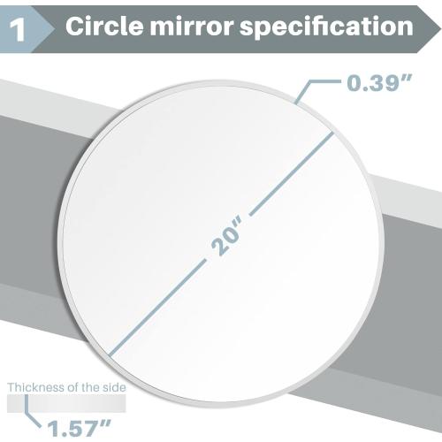 Présentation de Zoom sur Miroir rond blanc Space Art Deco, décoration murale élégante