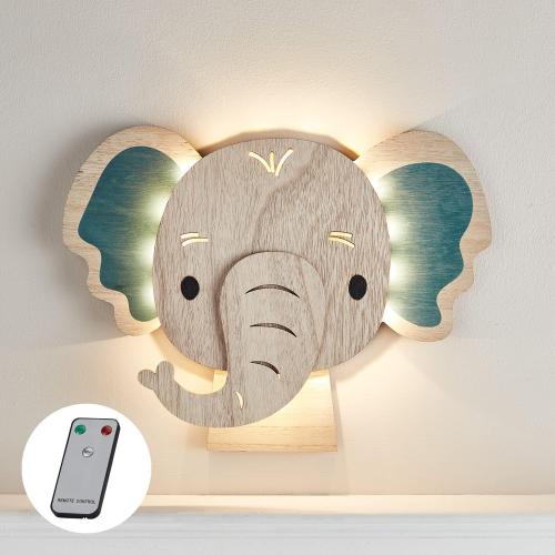 Présentation de Présentation Applique Murale Enfant Éléphant Lights4fun, 34 LED Blanc Chaud