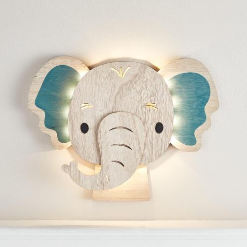 Présentation de Zoom sur Applique Murale Enfant Éléphant Lights4fun, 34 LED Blanc Chaud