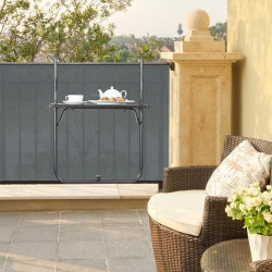 Table Balcon Suspendue Relaxdays, Pliante, Rotin Noir en situation