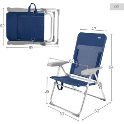 Chaise Plage Pliable AKTIVE, Plastique Aluminium, Bleu en situation