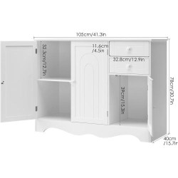 Buffet Cuisine HOCSOK, Rangement 3 Portes, 2 Tiroirs, Blanc en situation