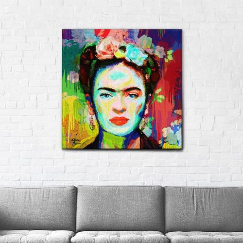 Présentation de Zoom sur Tableau Frida sur Toile Prêt à Accrocher - Déco Moderne Maison