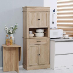 Buffet Cuisine Armoire Multi Rangements Chêne Clair en situation