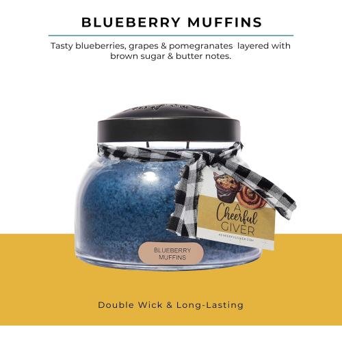 Présentation de Bougie A Cheerful Giver Blueberry Muffins, Bleu en situation