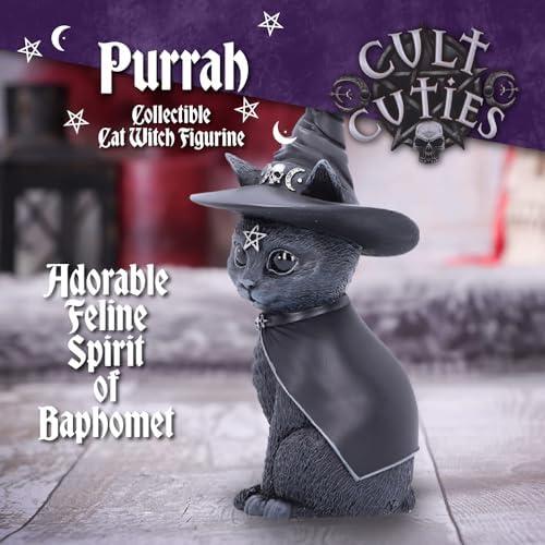 Présentation de Zoom sur Figurine Chat Occulte, Chapeau Sorcière Noir, Résine