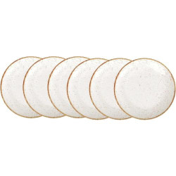 Présentation Assiettes Plates Rondes Porcelaine Blanche Rustico 6pcs