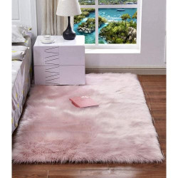 Présentation Tapis en Fourrure Synthetique Rose, Luxe Laine Cozy