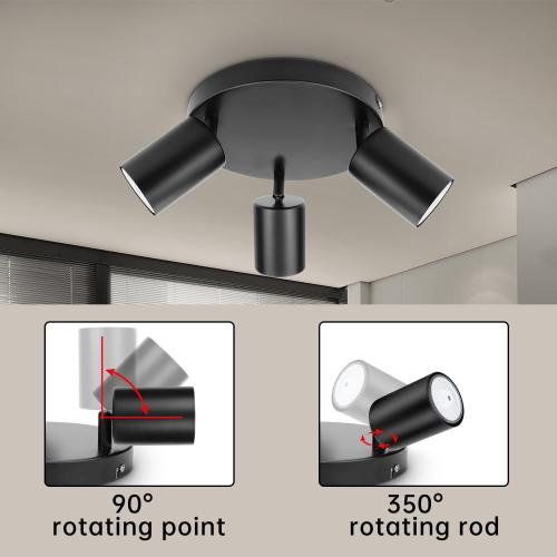 Présentation de Dehobo Plafonnier GU10, Spot Orientable Moderne Noir Mat en situation