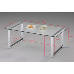 Table basse moderne Kings Brand, finition chromée, verre en situation