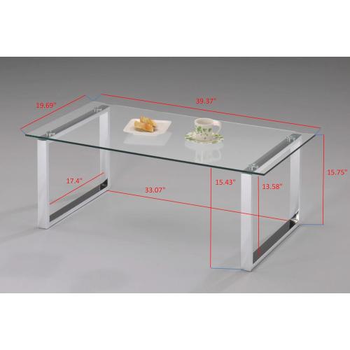 Présentation de Table basse moderne Kings Brand, finition chromée, verre en situation