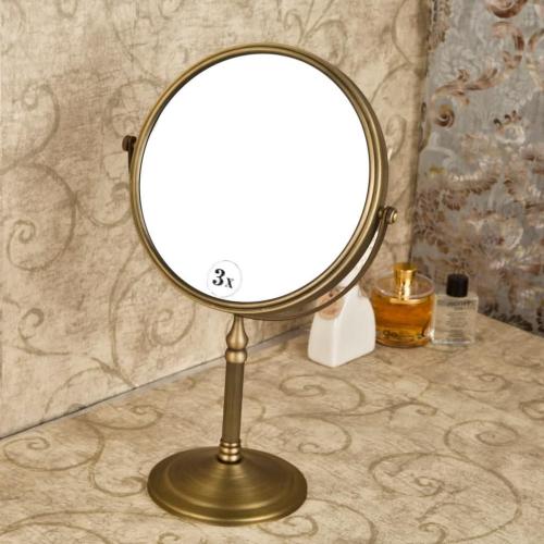 Présentation de Zoom sur Miroir rond rétro laiton Weare Home, double face, 3x