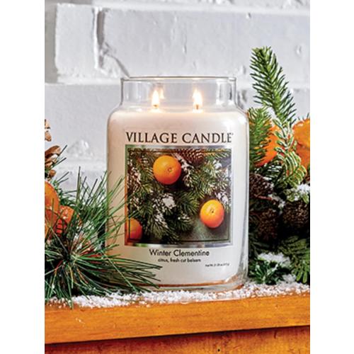 Présentation de Zoom sur Bougie parfumée Village Candle Winter Clementine, verre blanc