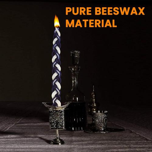 Présentation de Zoom sur Bougie Havdalah tressée cire d'abeille Majestic Giftware, Bleu Blanc