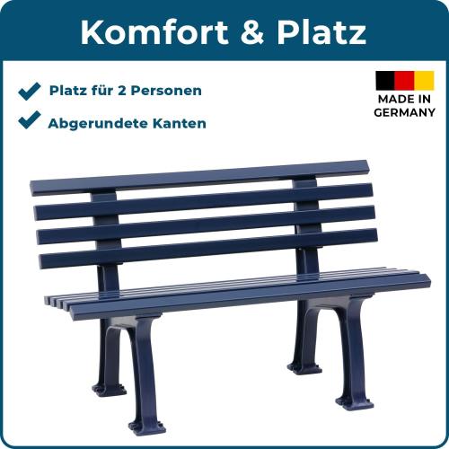 Présentation de Zoom sur Banc extérieur Blome, Plastique 9 lames, Bleu Acier