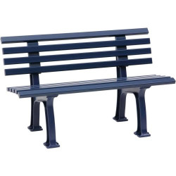 Présentation Banc extérieur Blome, Plastique 9 lames, Bleu Acier