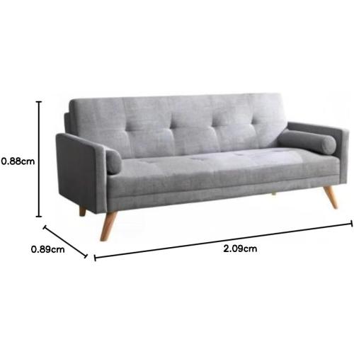 Présentation de Zoom sur Canapé Scandinave Convertible Tissu Gris, Design Moderne