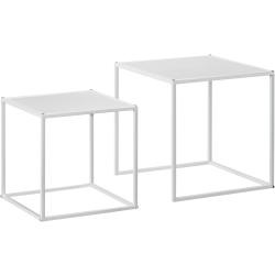 Présentation Tables Basses Carrées Empilables, Acier, Blanc, 2 pièces