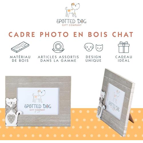 Présentation de Cadre Photo Bois Spotted Dog Gift Company Chat Gris en situation