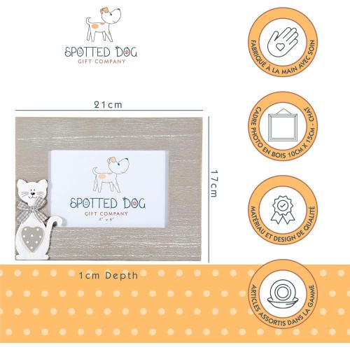 Présentation de Zoom sur Cadre Photo Bois Spotted Dog Gift Company Chat Gris