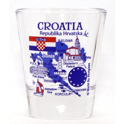 Présentation Verre à shot Croatie, monuments, icônes européennes