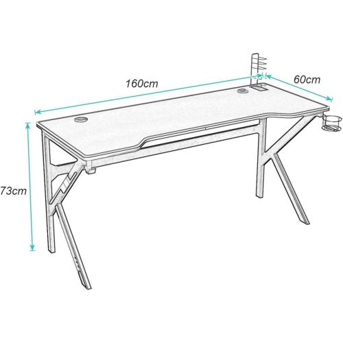 Présentation de Zoom sur Bureau Gaming PC, Table de Jeu, Accessoires Inclus, Noir