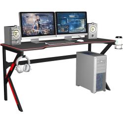 Présentation Bureau Gaming PC, Table de Jeu, Accessoires Inclus, Noir