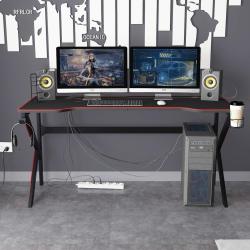 Bureau Gaming PC, Table de Jeu, Accessoires Inclus, Noir en situation