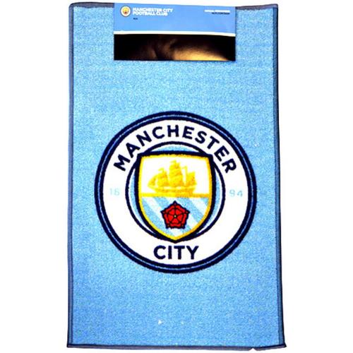 Présentation de Tapis imprimé écusson officiel Manchester City FC en situation