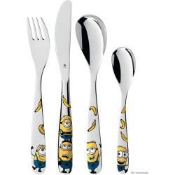 Présentation Couverts Minions enfants, acier inoxydable, lave-vaisselle