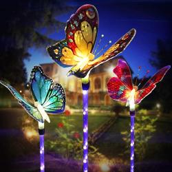 Présentation Lampes solaires jardin, 3 pièces, LED multicolores, décoratives