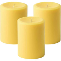 Présentation Bougies Pilier Jaunes Non Parfumées Mister Candle Lot 3