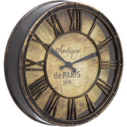 Présentation Horloge murale vintage ronde, effet vieilli, 20 cm