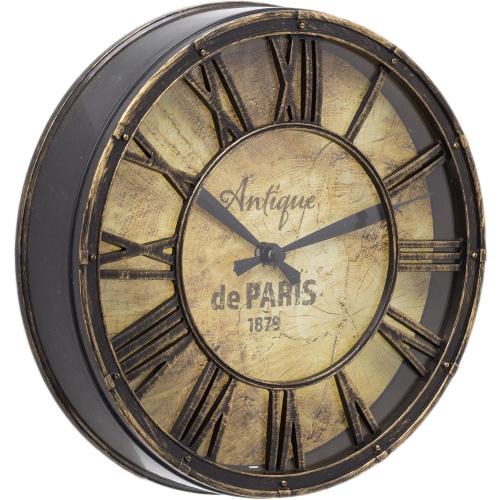 Présentation de Présentation Horloge murale vintage ronde, effet vieilli, 20 cm