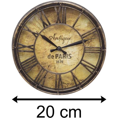 Présentation de Horloge murale vintage ronde, effet vieilli, 20 cm en situation