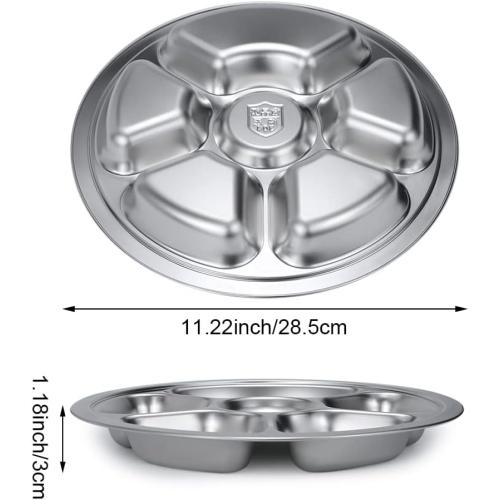 Présentation de Assiette Divisée Acier Inoxydable, 6 Sections, Ronde en situation