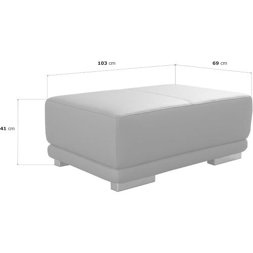 Présentation de Zoom sur Pouf Rectangulaire Cuir Véritable Cavadore Blanc, Repose-Pieds