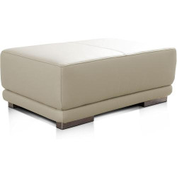 Présentation Pouf Rectangulaire Cuir Véritable Cavadore Blanc, Repose-Pieds