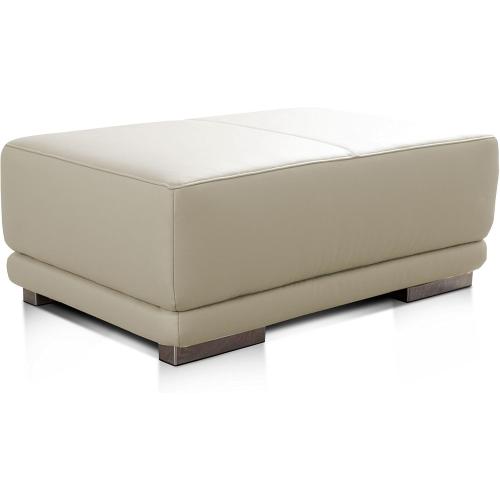 Présentation de Présentation Pouf Rectangulaire Cuir Véritable Cavadore Blanc, Repose-Pieds