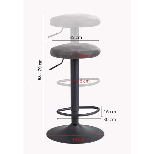 Présentation de Zoom sur Tabouret Bar Gris, Métal, Cuir Sauvage, Rembourré