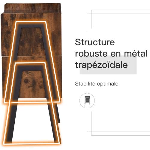 Présentation de Zoom sur Tables de Chevet Empilables Bois Style Industriel Marron Noir