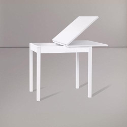 Présentation Table extensible moderne SATURNO blanc frêne, icreo